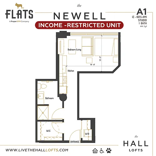 Floor plan A1 - IZ 60% AMI
