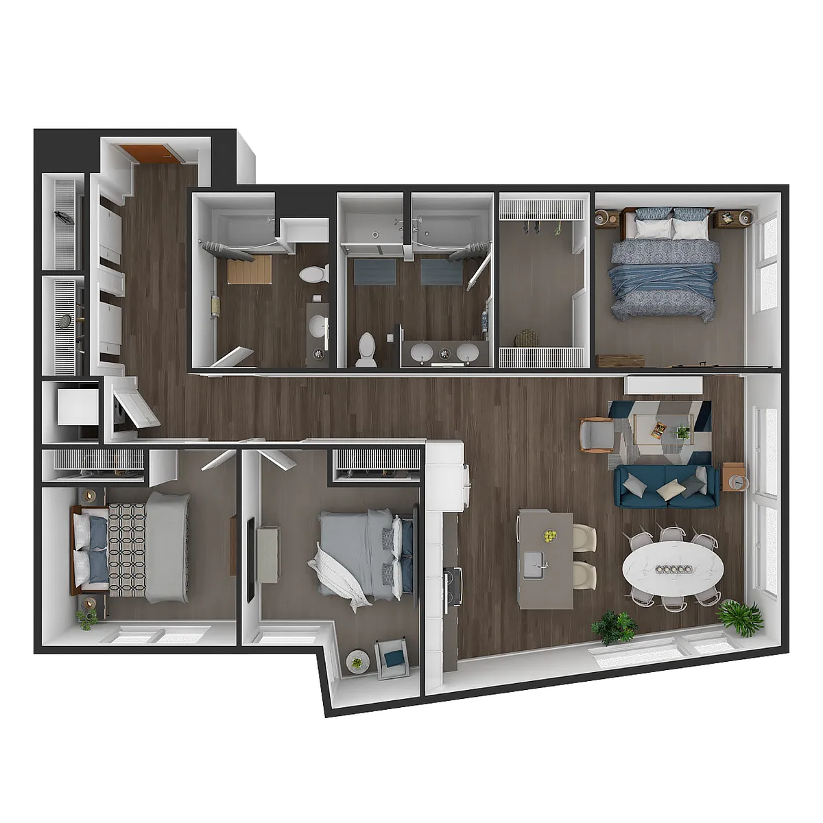 Floor plan 3 Bed/2 Bath-C1