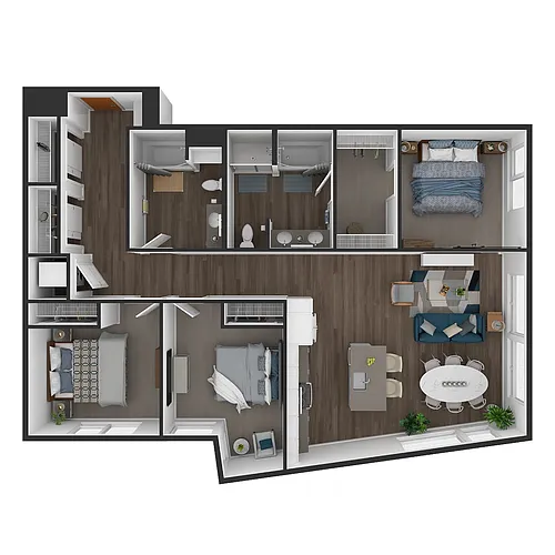 Floor plan 3 Bed/2 Bath-C1