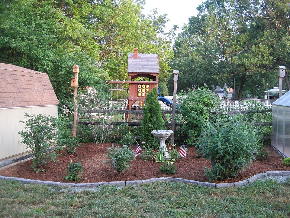 Newly added garden in yard