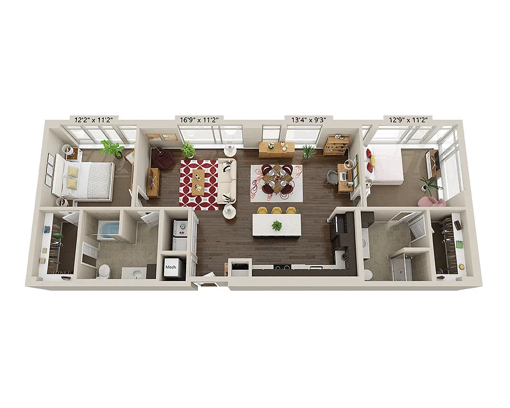 Floor plan Two Bedroom B2U