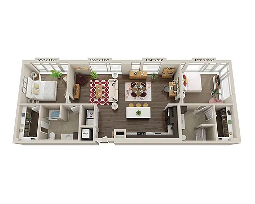 Floor plan Two Bedroom B2U
