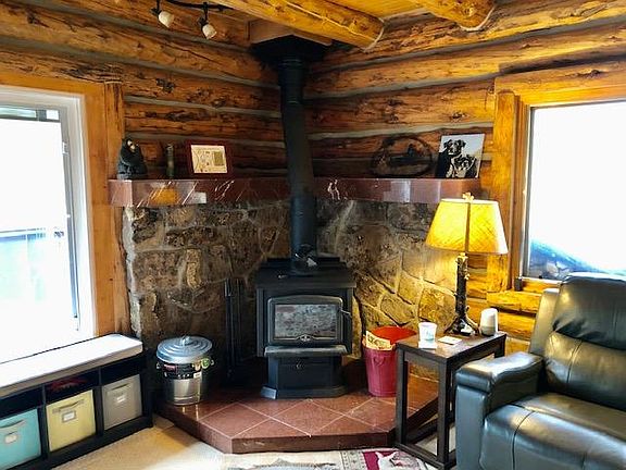 wood stove in livingroom