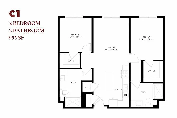 Floor plan Orlo Two Bedroom C1