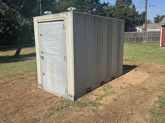 Storm shelter in back yard