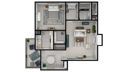 Floor plan Pines Road 1 Bed (A2)