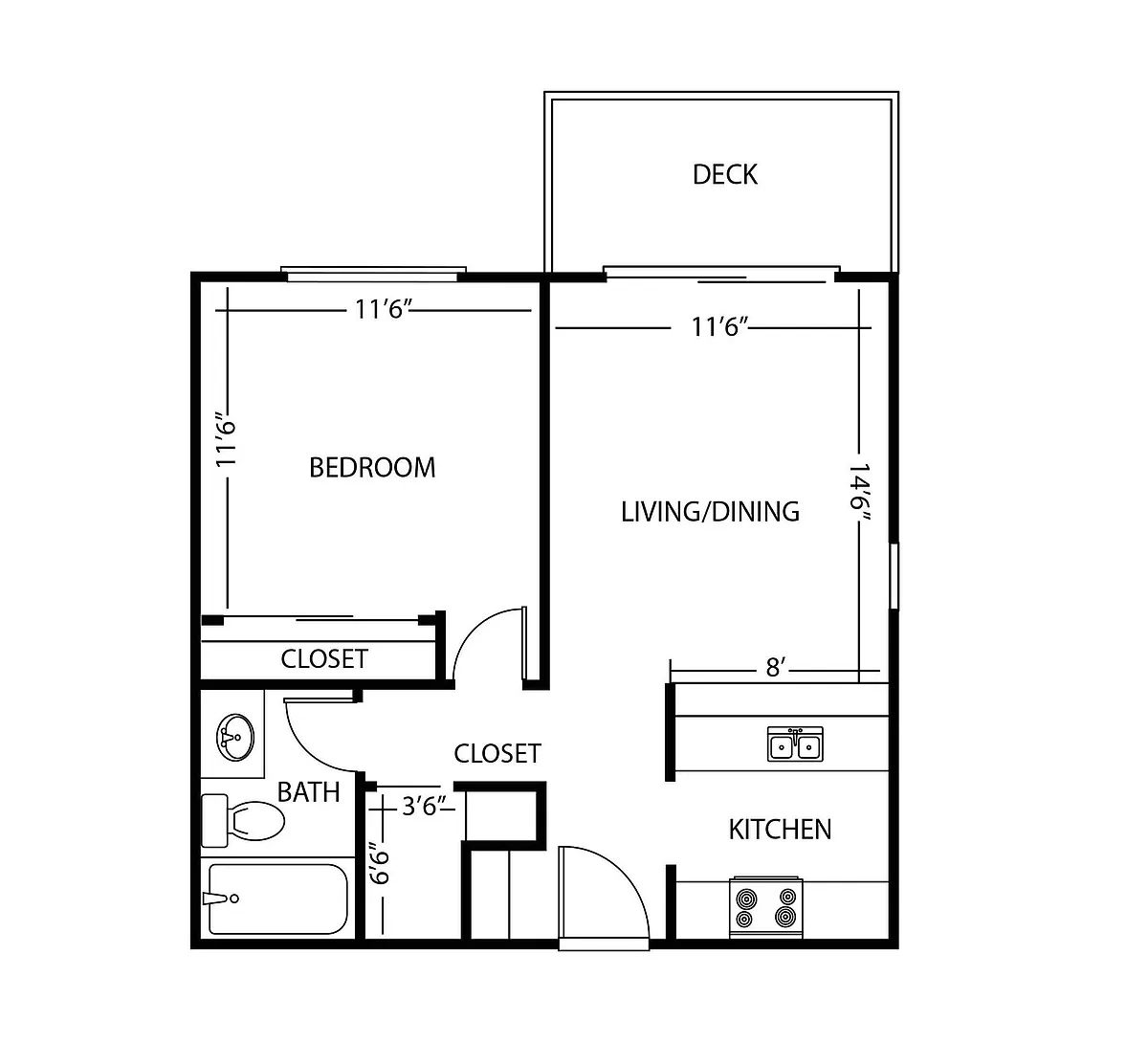 Floor plan 1x1 Small