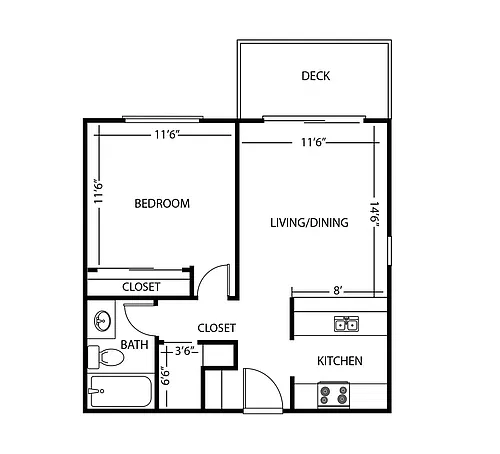 Floor plan 1x1 Small
