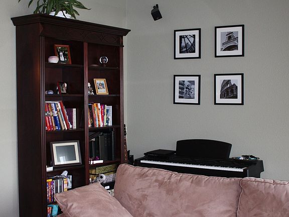 Living room with surround sound wiring