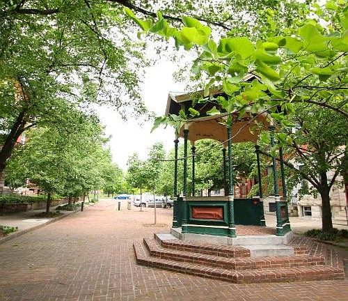 Gazebo in middle of street
