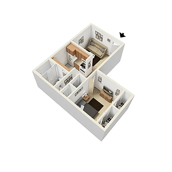 Floor plan Aspen - One Bedroom One Bath