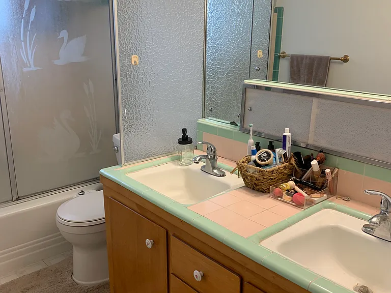 Shared bathroom with roommate - separated sinks.