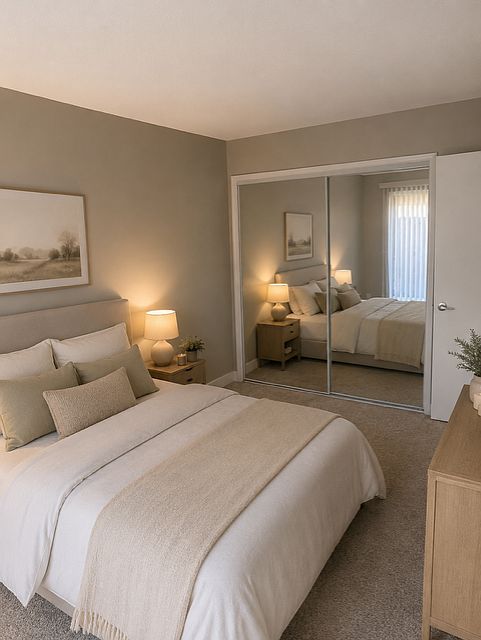 Spacious bedroom with beautiful natural lighting.