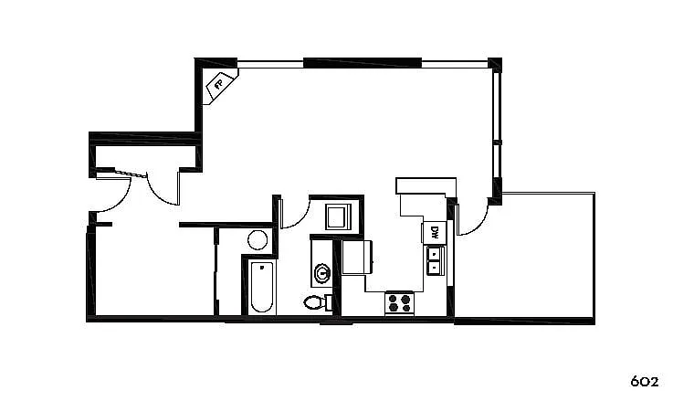 Floor plan Open 1 Bedroom