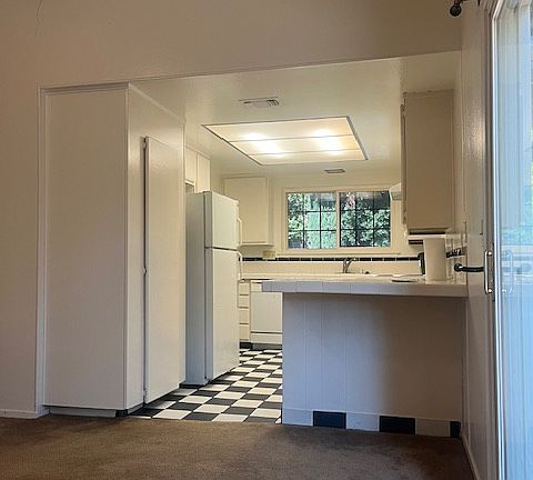 View from family room to kitchen