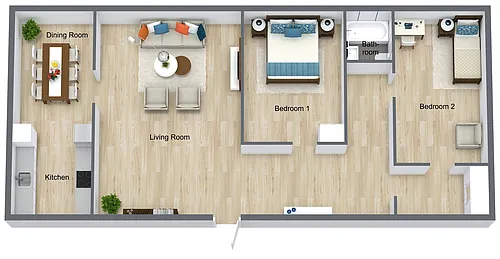 Floor plan 2 Bedroom 1 Bath