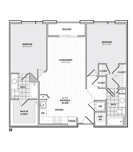 Floor plan 2Bed/2Bath-C1
