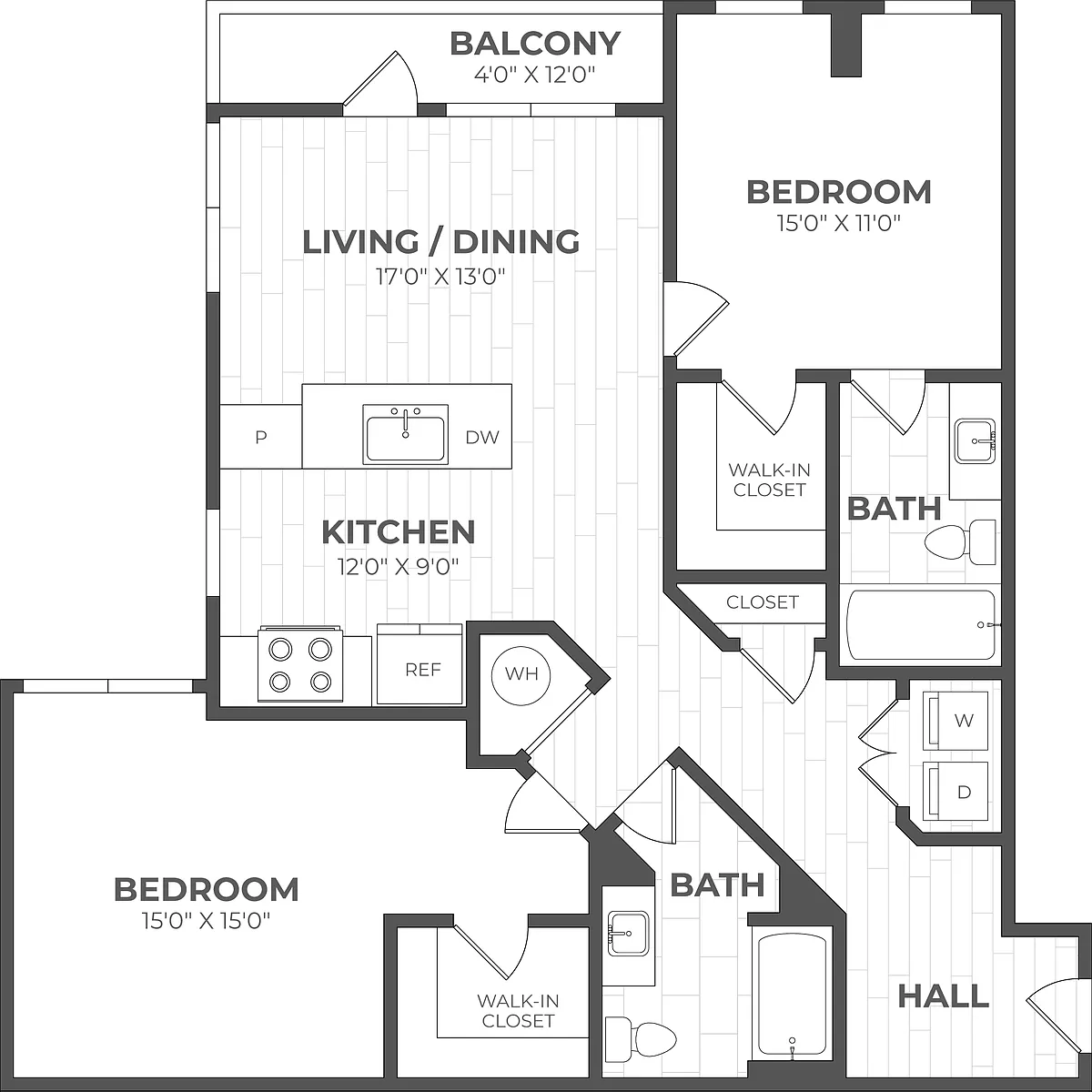 Floor plan 2 Bed/2 Bath-2G