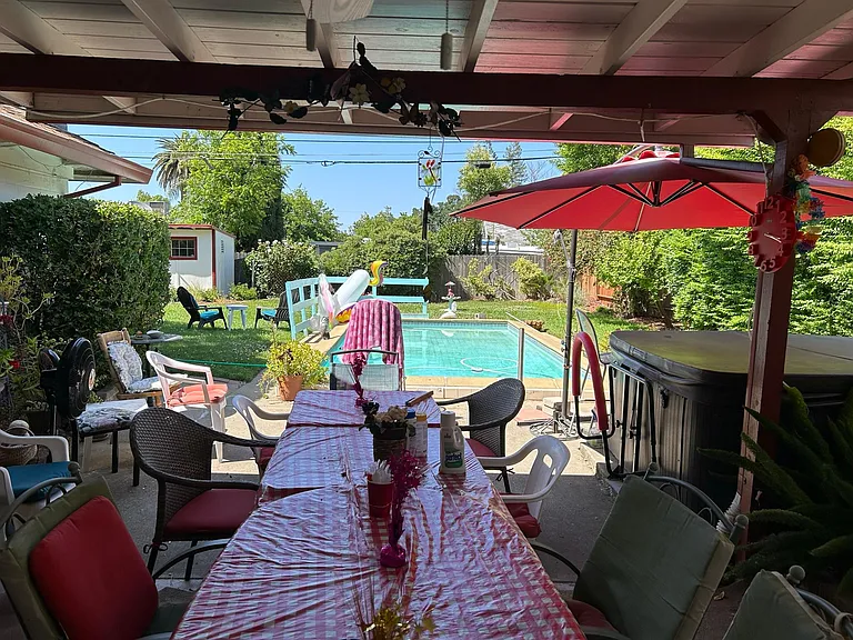 Use of hot tub and patio area.