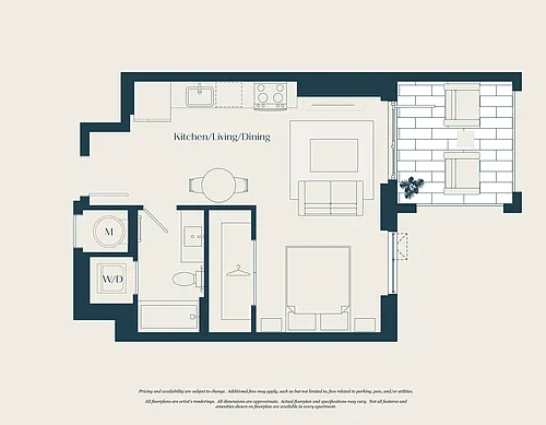 Floor plan 0 Bed - 1 Bath | S01