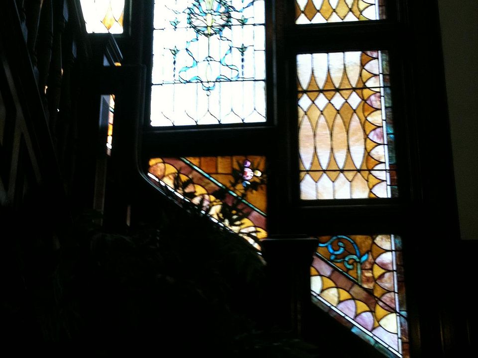 Huge stained glass in stairwell