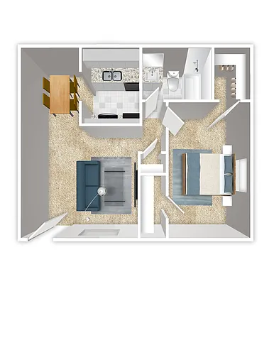 Floor plan 1 Bedroom 1 Bath