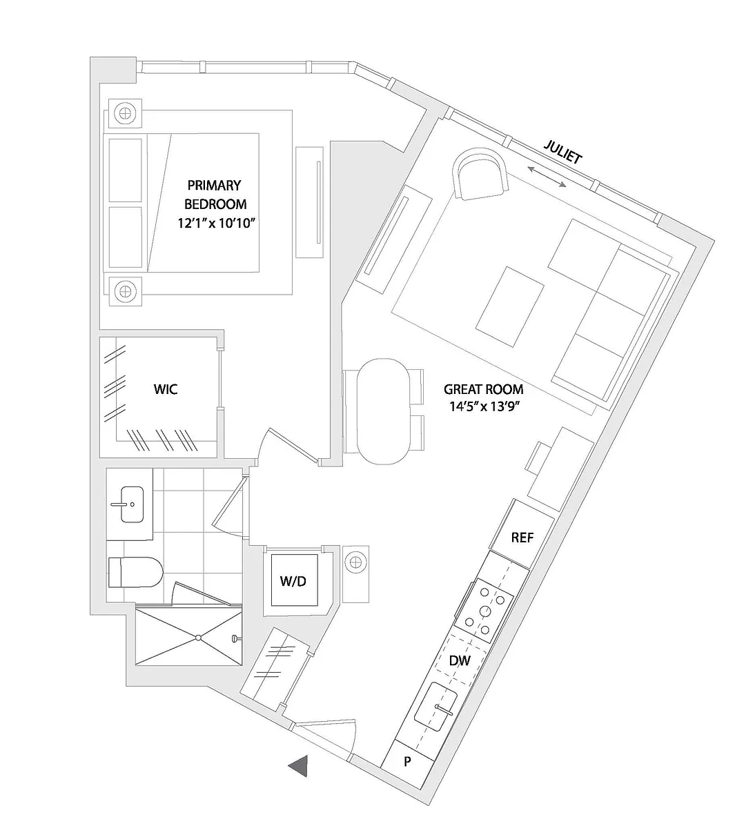 Floor plan 1 BED A6