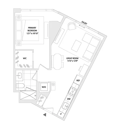 Floor plan 1 BED A6
