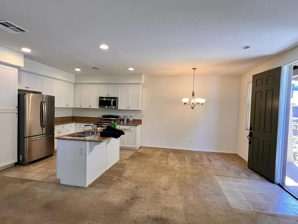 kitchen and living area.