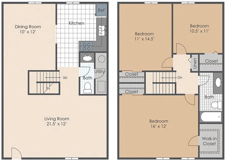 Floor plan Three Bedroom Townhouse