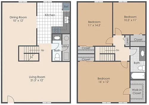 Floor plan Three Bedroom Townhouse