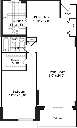 Floor plan 1 Bedroom R