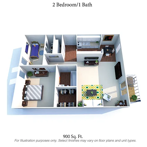 Floor plan The Maple: 2 Bedroom, 1 Bath