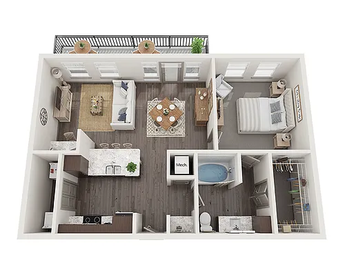 Floor plan One Bedroom A1X