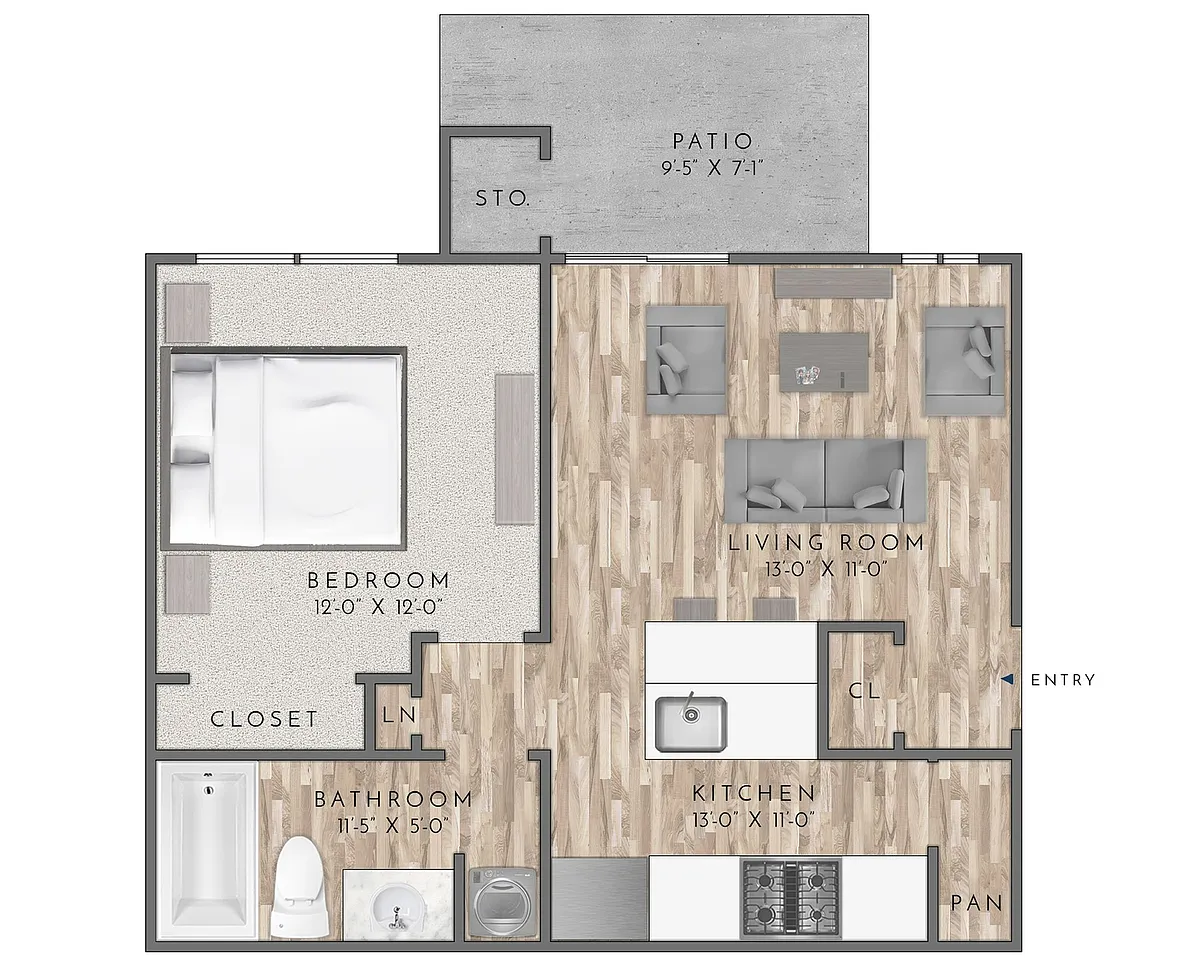 Floor plan A1-1BD/1BA