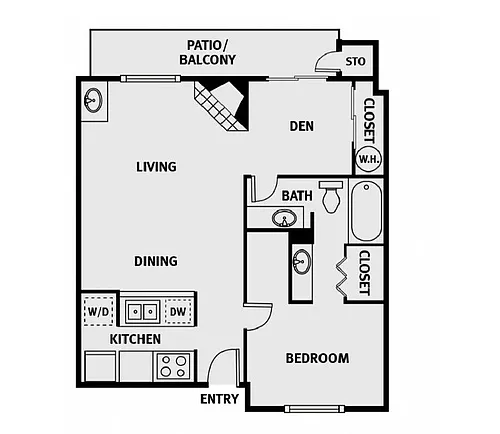 Floor plan 2 Bedroom 1 Bathroom