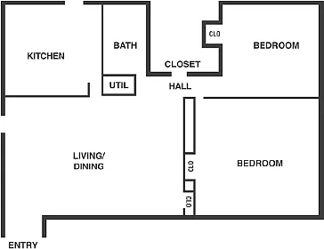 Floor plan 2 Bed / 1 Bath