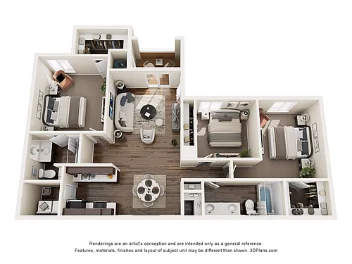 Floor plan 3 Bedroom 2 Bath