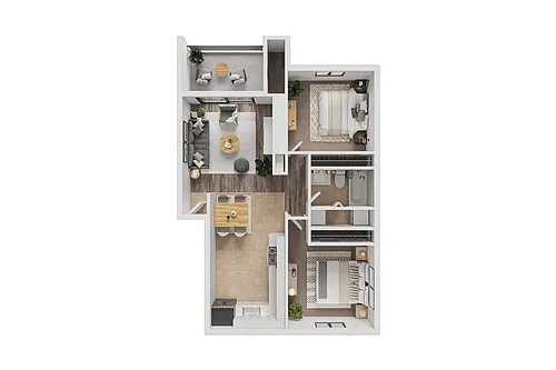 Floor plan 2 Bed, 1 Bath Renovated B1R