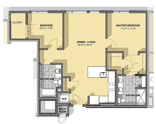 Floor plan 2 Bedroom 2 Bathroom