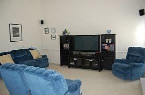 Family Room with fireplace, 2-story ceiling, overlook from upstairs, CF, open!