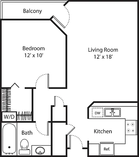 Floor plan One Bedroom with W/D