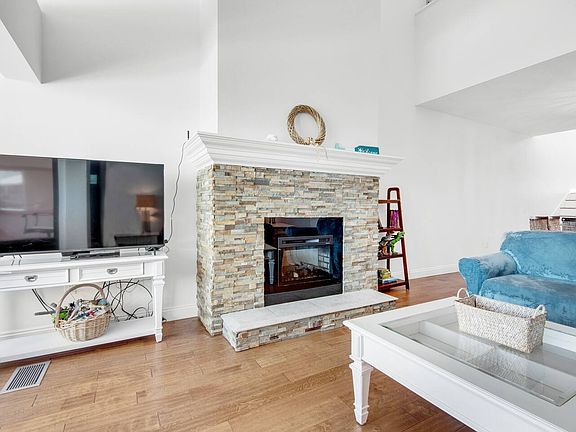Living room fireplace and TV