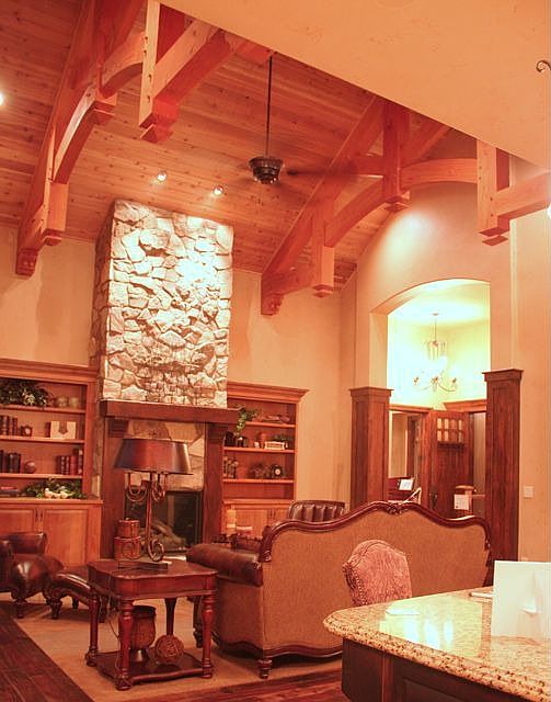 Great Room with cedar lined ceilings