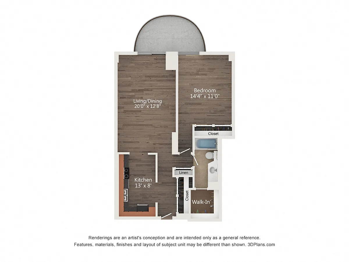 Floor plan 1 Bedroom 04