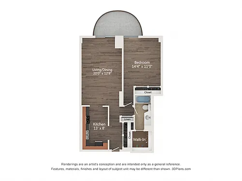 Floor plan 1 Bedroom 04
