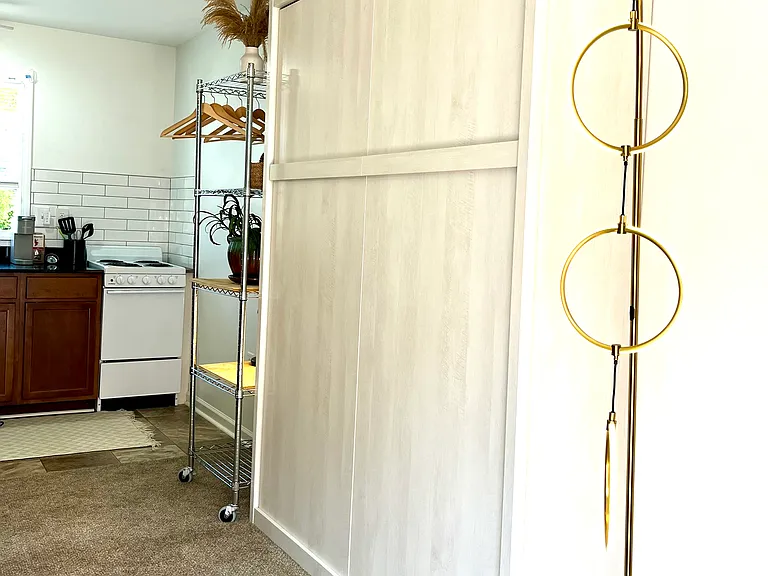 Murphy bed in upright position