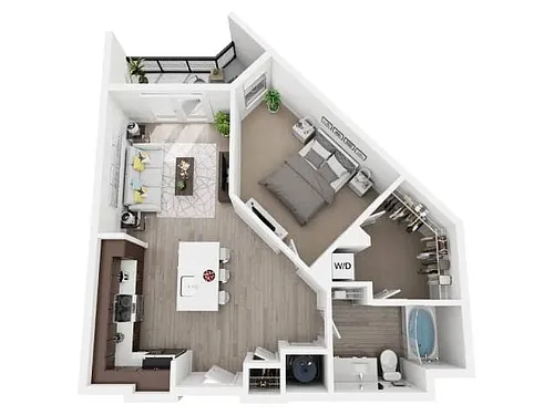 Floor plan One Bedroom One Bath A4
