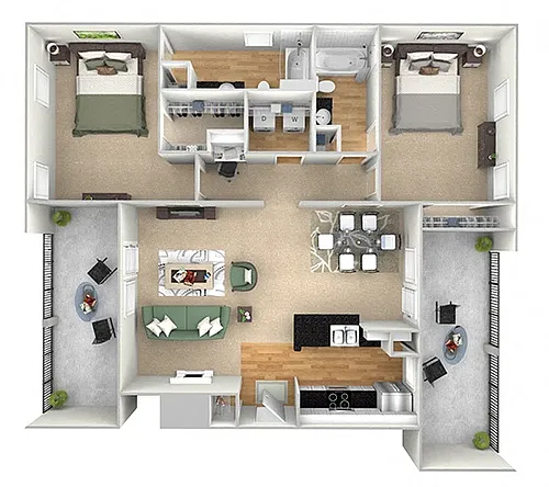 Floor plan B2 (2x2 Island Park)