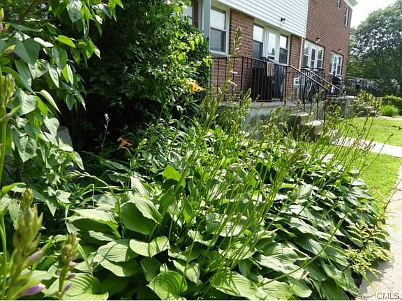 Flowering easy-care perennial gardens by the front door.
